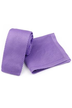 Knitted Lilac Tie & Pocket Square set 