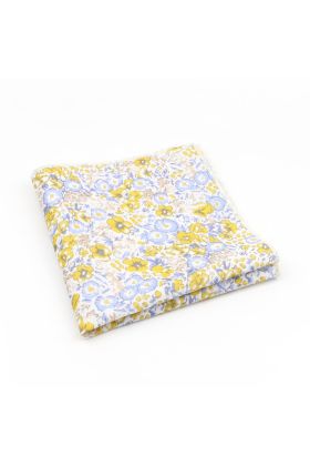 Blue & Yellow floral cotton pocket square 