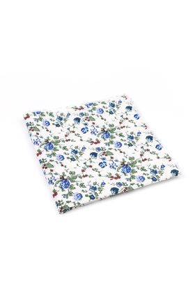 Blue & Ivory floral flower cotton pocket square 