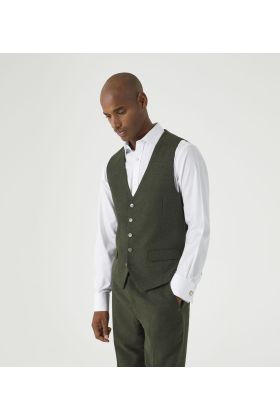 Skopes Jude Olive Suit Waistcoat Tweed Herringbone 