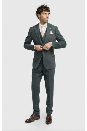 Cavani Thomas Lush Olive Tweed Three Piece Suit 