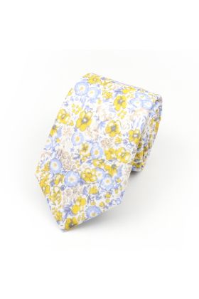 Blue & Yellow floral cotton tie 