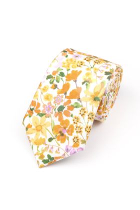 Peach floral flower cotton tie 