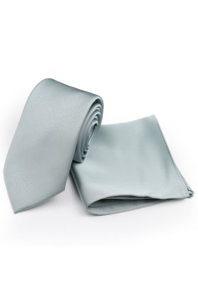 Dusty blue classic mens tie & pocket square set 