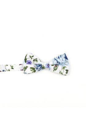 Children's Blue floral flower cotton mens bow tie 
