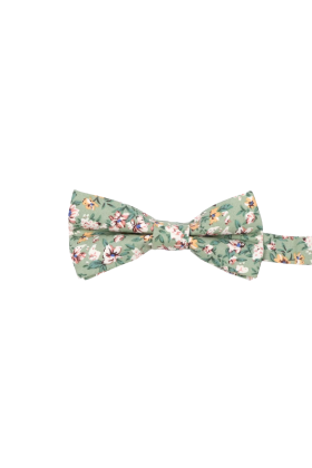 Children's Sage green floral cotton bowtie 