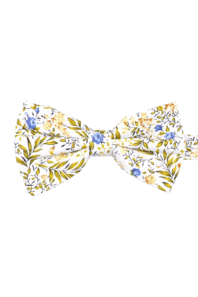 Yellow floral flower cotton classic mens bow tie 