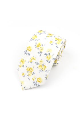 Pastel Yellow floral flower cotton tie 