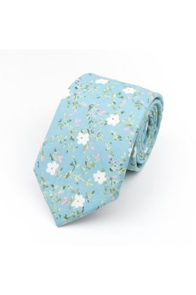 Blue & Pink floral cotton tie 