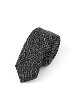Mens Wool Tweed Grey check Tie 