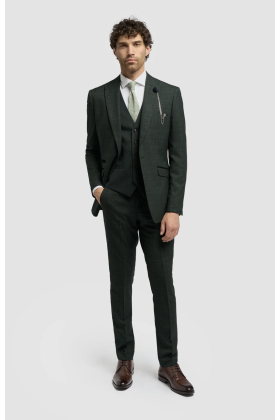 Cavani Caridi Olive Check Three Piece Suit 