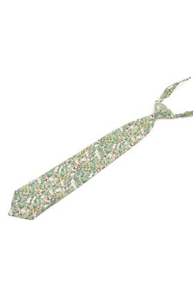 Childrens Sage green floral printed cotton wedding tie 