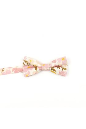 Children's Yellow & Pink floral flower cotton mens bow tie 