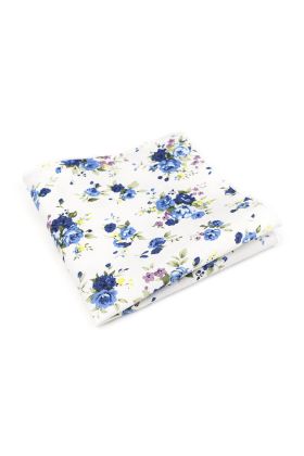 Navy & White floral flower cotton pocket square 
