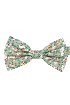 Sage green floral cotton bowtie 