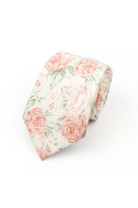Pastel Pink floral flower cotton tie 