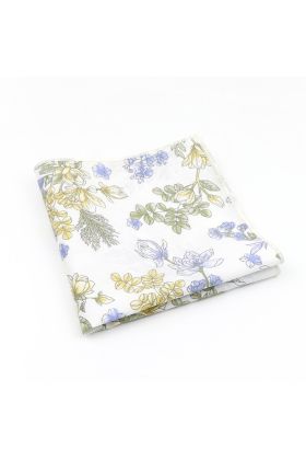 White & Sage floral cotton pocket square 