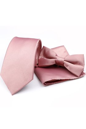 Plain Pastel Blush Pink  classic tie, bowtie & pocket square set 