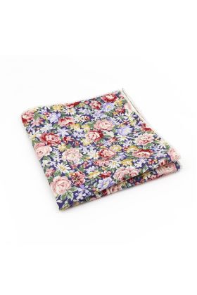 Red & Blue floral flower cotton pocket square 
