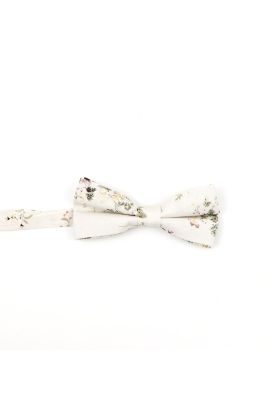 Children's Ivory & Green floral flower cotton mens bow tie 