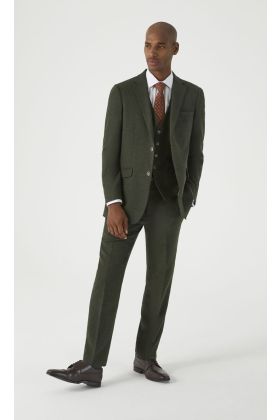 Skopes Olive Green Herringbone Tweed Three Piece Suit 