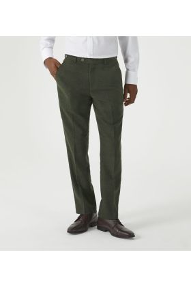 Skopes Jude Olive Tailored Tweed Herringbone Trousers 