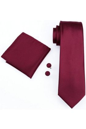 Mens wine pocket square, Cufflink and tie set 