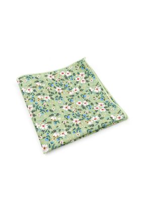 Green & Blue floral cotton pocket square 