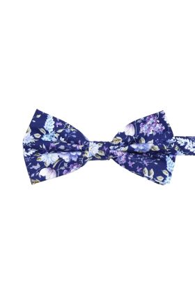 Blue & Purple floral flower cotton Bow Tie 