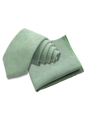 Mens Tweed Pastel Green Woven Tie & Pocket square set 
