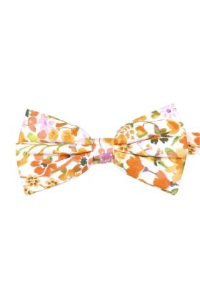Peach floral flower cotton bowtie 