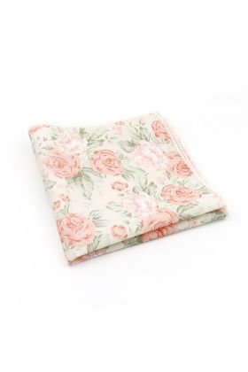 Pastel Pink floral flower cotton pocket square 