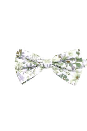 Olive Green floral flower cotton bowtie 