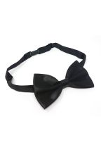 Plain black satin classic mens bow tie 