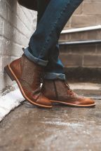Roamers tan Memory foam herringbone leather boot 