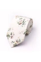 Ivory & Green floral flower cotton tie 
