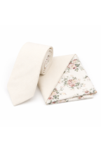 Two Tone Stone Floral cotton tie & pocket square set 