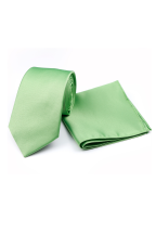 Plain Green satin classic mens tie & pocket square set 