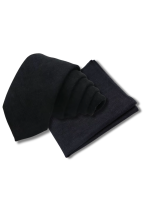 Mens Tweed Black Woven Tie & Pocket square set 