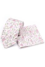 Soft Pink floral cotton classic mens tie & pocket square set 