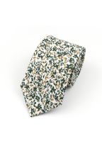 Olive floral cotton tie 