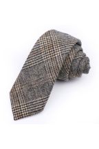 Mens Grey striped Wool Tweed Tie 