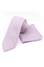 Mens Wool Tweed Lilac Tie & Pocket square set 