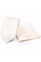 Plain Ivory satin classic mens tie & pocket square set 