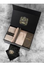 Mens Luxury Tweed & Plain Champagne Tie Gift Box Set 