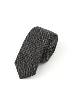 Mens Wool Tweed Grey check Tie 