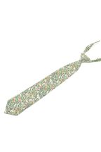 Childrens Sage green floral printed cotton wedding tie 