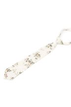 Childrens Ivory & Green floral flower cotton necktie 