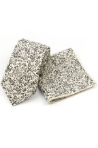 Green & cream floral cotton classic mens tie & pocket square set 