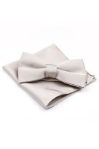 Stone satin classic mens bow tie & pocket square set 